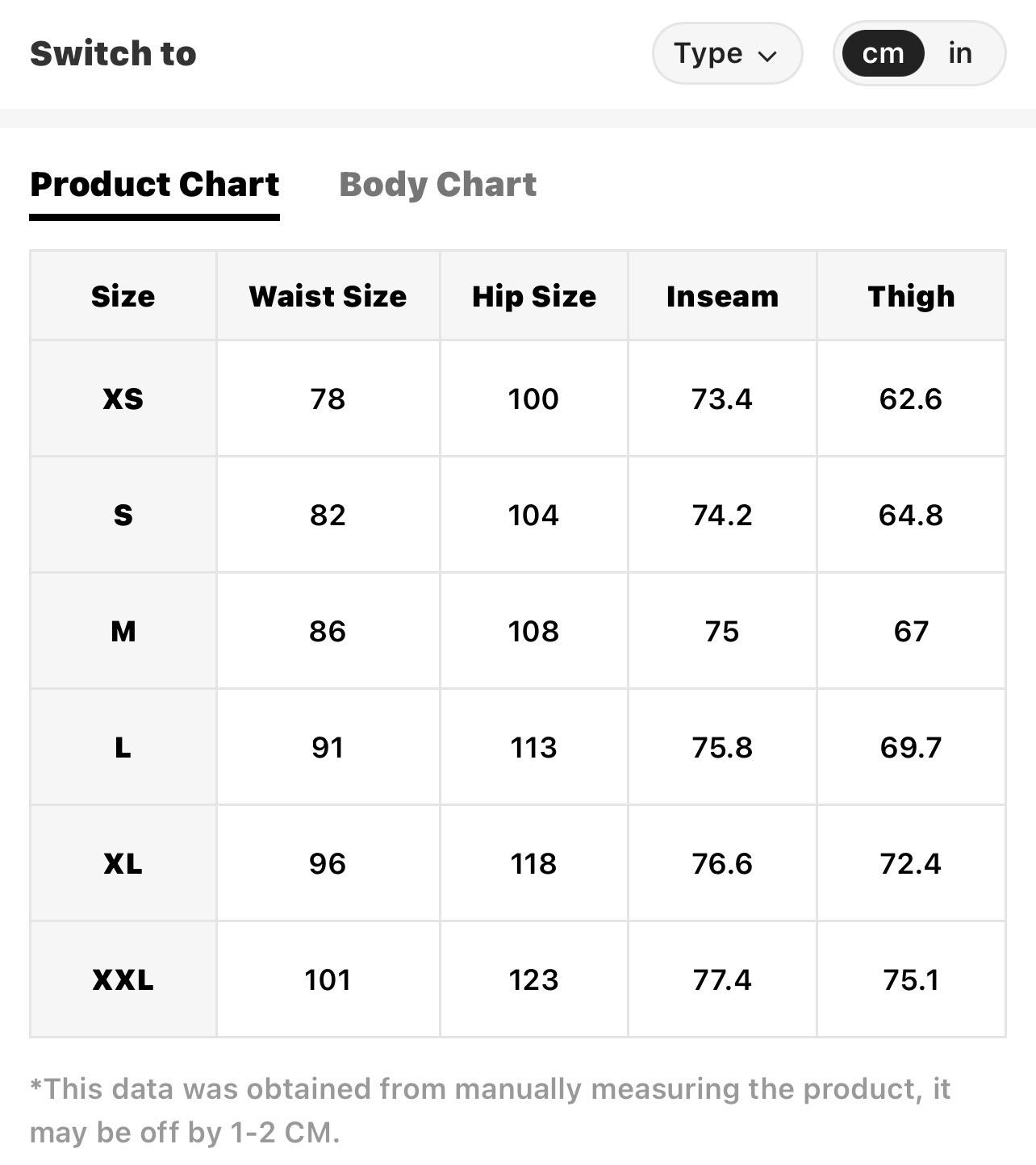 Size Chart